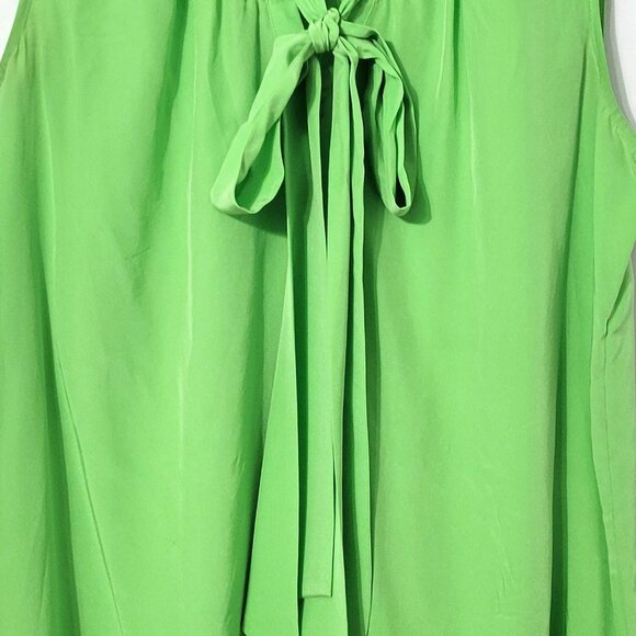 Lilly Pulitzer Womens Silk Sleeveless Dahlia Blouse Size L Green Tie Neck Preppy - Picture 4 of 11